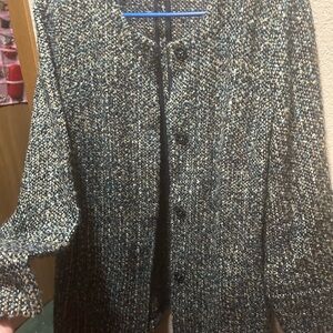 Talbots Women's Tweed Blazer - Blue and Gray